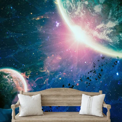 Vista 23 de NWT Calcomanía removible para pared, diseño de nube galáctica, estrella, nebulosa, fantasía, ciencia ficción, astronomía y arte espacial, arte
