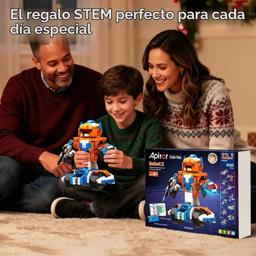Vista 7 de Apitor Kit de Construcción de Robot X, 12 en 1 Programable con Aplicación, Control Remoto APP, Vehículo RC, Conjunto de Codificación de Robótica