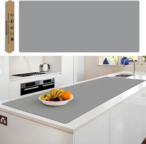Vista 9 de Tapete de silicona súper grande, 120 x 24 pulgadas, tapete de silicona para encimera de cocina, tapete antideslizante resistente al calor, tapete
