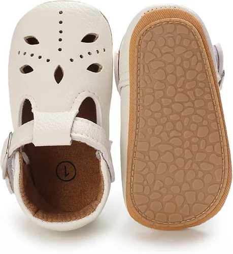 Vista 5 de SOFMUO Zapatos deportivos de cuero con cordones para bebés, niños y niñas, suela de goma suave, mocasines Oxford para recién nacidos
