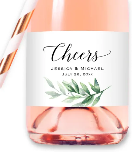 Vista 7 de Un brindis por el amor – Mini etiqueta personalizada para botella de champán, mini calcomanía impermeable personalizada para botella de vino