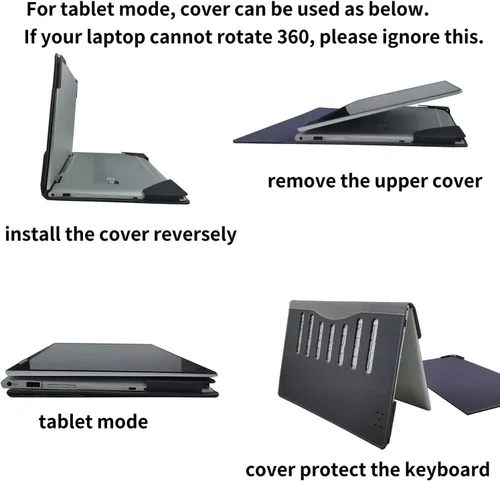 Vista 4 de Funda protectora 2 en 1 para portátil Lenovo IdeaPad Flex 5 14ALC7 14IAU7 14IRU8 14ABR8 14ABR8, piel sintética, 2 en 1, con soporte para bolígrafo