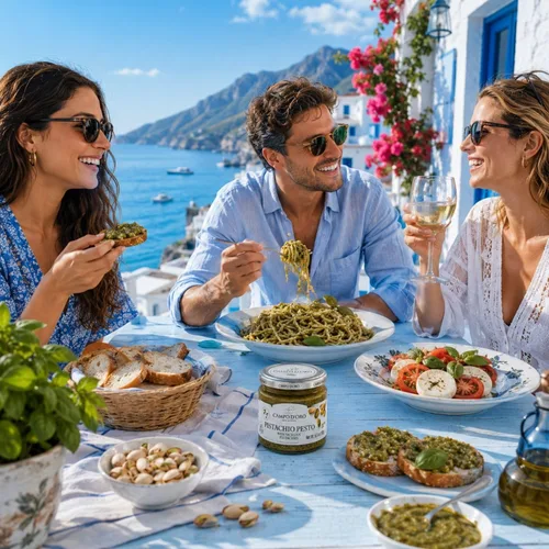 Vista 9 de CAMPO D'ORO - Pesto de pistacho, sin azúcar, pasta, pesto siciliano, 6.35 oz
