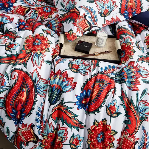 Vista 5 de Ikawaapurry Juego de edredón floral tamaño Queen para cama Queen, juego de ropa de cama bohemio de granja, esponjoso, ligero, flores, plantas