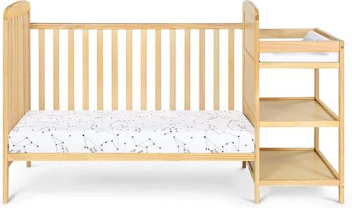 Vista 3 de HomVent Combo de cuna convertible 3 en 1 y cambiador, cuna de bebé con cambiador (natural)