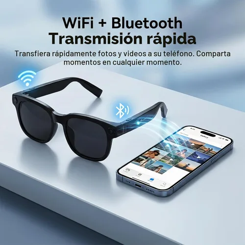 Vista 9 de AI Smart Glasses with Camera, 8MP HD Bluetooth Camera Glasses for Women Men