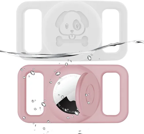 Vista 11 de Paquete de 2 soportes impermeables para collar de perro AirTag compatibles con Apple AirTag, soporte de silicona oculto para Airtag Tracker negro