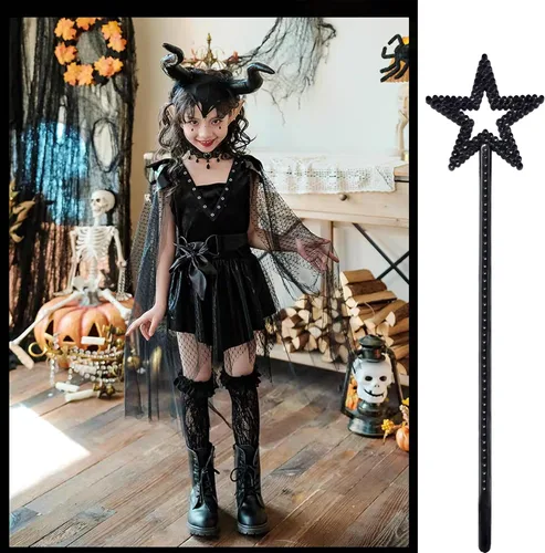 Vista 4 de MYUBWTF Varita mágica de plata de 13 pulgadas con forma de elfo y estrella de ángel