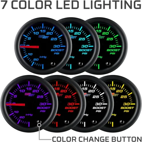 Vista 4 de Medidor aumento/aspiración GlowShift polarizado 7 Color 30 PSI