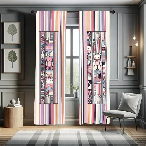 Vista 56 de Ambesonne - Cortinas amarillas para ventana, arte moderno escandinavo de escena de jardín con flores de tulipán y mariposas bailando, juego de 2