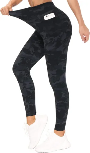Vista 4 de The GYM People - Leggings de entrenamiento con control de abdomen y bolsillos, pantalones de yoga atléticos de cintura alta para mujeres que corren