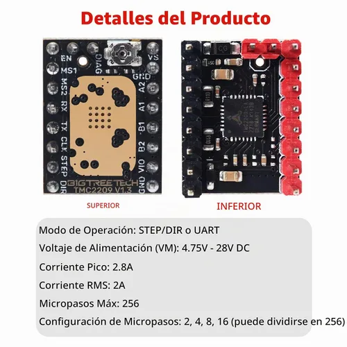 Vista 7 de BIGTREETECH TMC2209 V1.3 UART controlador de motor paso a paso 2.8A Peak Stepstick controlador silencioso para Manta M8P, Octopus V1.1, Octopus Pro