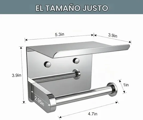 Vista 3 de SetSail Portarrollos de papel higiénico con adhesivo para estantes o espejo cromado