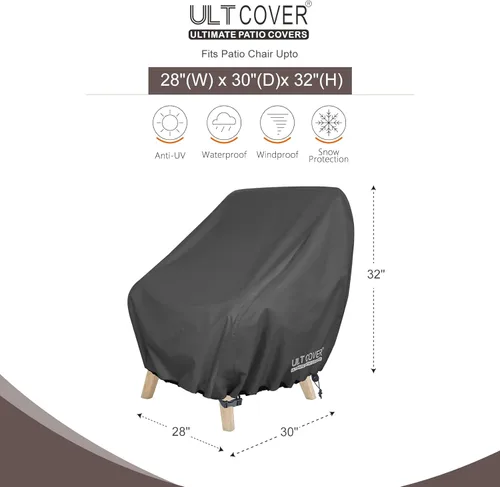 Vista 2 de ULTCOVER Funda impermeable para silla de patio – Funda para silla de césped individual para asiento profundo para exteriores que se adapta a hasta