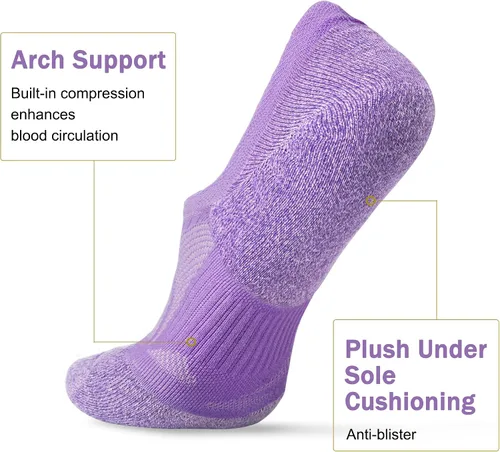 Vista 4 de No Show Socks - Calcetines deportivos de compresión de corte bajo y tobillo para mujer, 5 pares