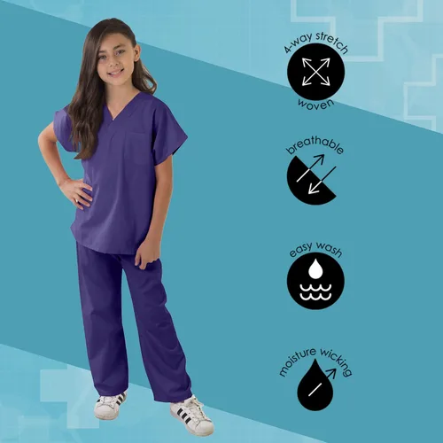 Vista 5 de Conjunto de ropa quirúrgica para niños, súper suave, conjunto médico para niños