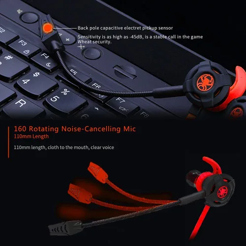 Vista 3 de maxin Auriculares E-Sport con cable con micrófono ajustable para PS4, computadora portátil, teléfono celular, etc. Auriculares con cable de 0.138in