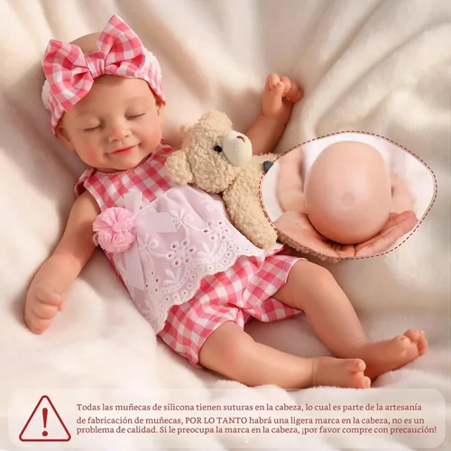 Vista 3 de BABESIDE Muñeca bebé de silicona – Muñecas de bebé Reborn durmiendo de 12 pulgadas, cuerpo completo de silicona, anatómicamente correcta, muñeca