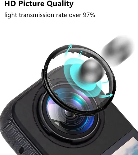 Vista 4 de Protector de lente para Insta360 X4, cubierta protectora de lente de PC, funda protectora de doble lente adhesiva, accesorios para cámara de acción