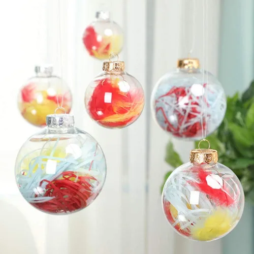 Vista 2 de Ochine Bolas de adorno rellenables de plástico transparente, irrompibles, adornos de bolas de Navidad transparentes para Navidad, Halloween