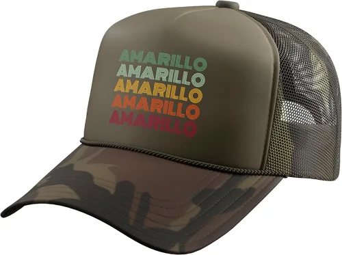 Vista 6 de Amarillo City Texas Retro Repeating Text Trucker Hat with Adjustable Mesh Back