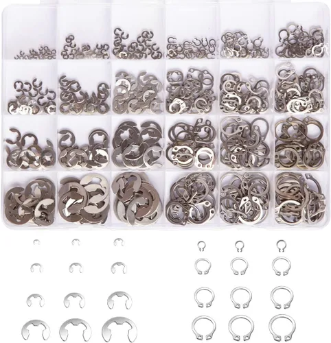 Vista 8 de Mariyandh Juego de 324 piezas de clips E (2.0 mm-12 mm) y anillos de retención externos, kit de surtido de anillos de resorte, surtido de clips C