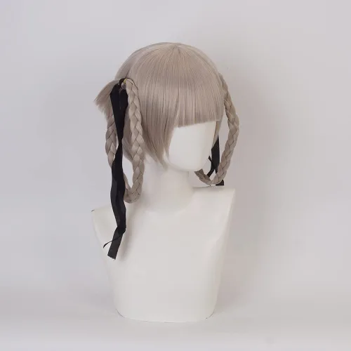 Vista 3 de Momobami Kirari - Peluca de cosplay Kakegurui, disfraz de anime con té de leche, pelucas cortas y trenzadas para mujer, fiesta familiar de Halloween