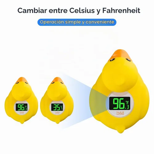 Vista 6 de b&h Termómetro de baño para bebés, recargable por USB, lecturas de temperatura instantáneas y precisas, impermeable, monitor digital de temperatura