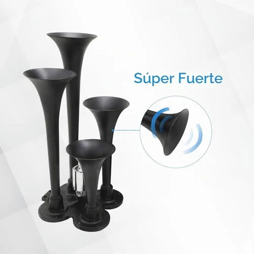 Vista 5 de Kit de bocinas de tren de 150DB con 4 trompetas, súper fuerte con compresor de aire de 150 PSI 12V, tanque compresor de bocina de aire