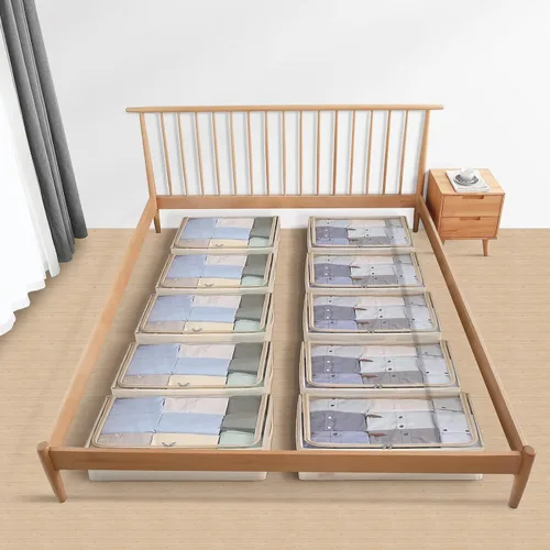 Vista 7 de Contenedores de almacenamiento para debajo de la cama, caja de almacenamiento de tela Oxford, contenedor resistente para debajo de la cama