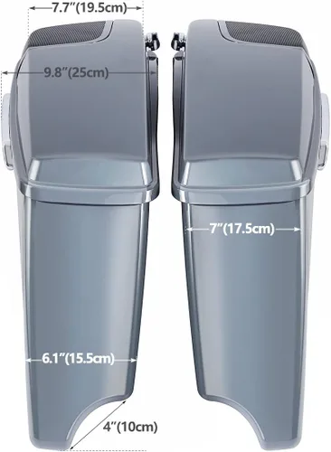 Vista 6 de Alforjas de ABS extendidas gris Gunship de 4 pulgadas para Harley Touring CVO Street Electra Glide 2014-2023