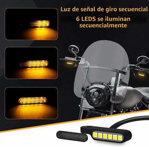 Vista 2 de Intermitentes LED universales para motocicleta, luces marcadoras de manillar, intermitentes delanteros de tamaño mini para motocicleta Cruiser