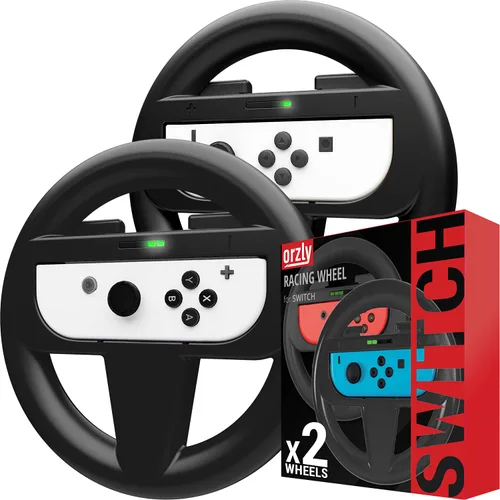 Vista 10 de Orzly Steering Wheels – Compatible with Switch 2 (2025 Console) – Twin Pack Racing Wheel Accessories for Joy-Con Controllers and MarioKart Racing