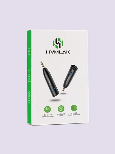 Vista 7 de HVMLAK Adaptador Bluetooth 5.3 Aux para Coche con Micrófono Mejorado, Jack de 3.5mm para Estéreo de Coche y Hogar, Carga USB-C, Estuche Resistente
