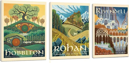 Vista 36 de Meksular Impresiones artísticas de pared de paisaje de la Tierra Media, pintura en lienzo, carteles de fantasía, imágenes de pared, para regalo