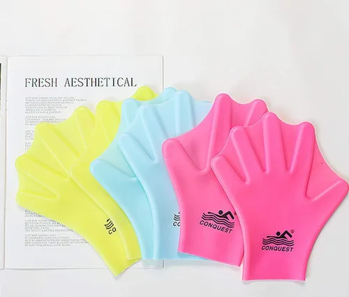 Vista 3 de Guantes de natación - Guantes de entrenamiento de natación con malla de silicona para adultos y niños