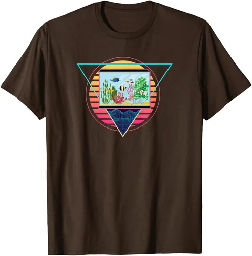 Vista 6 de Futuristic Fish Tank Synthwave Vaporwave Aquarium Aesthetic T-Shirt Negro