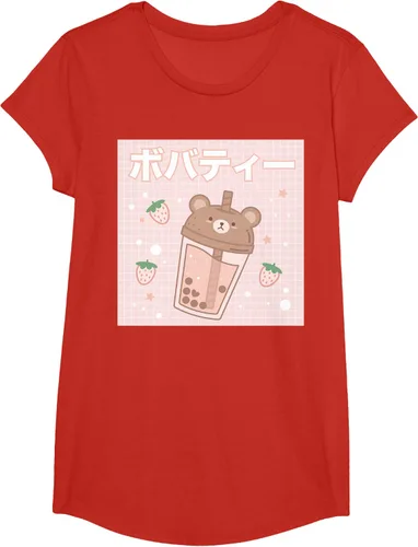 Vista 49 de Camiseta estética Kawaii con diseño de oso lindo y té con leche burbuja, talla S Blanco