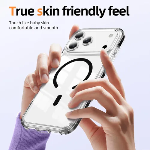 Vista 7 de LEMAXELERS Funda magnética transparente para iPhone 18 Pro Max, color negro