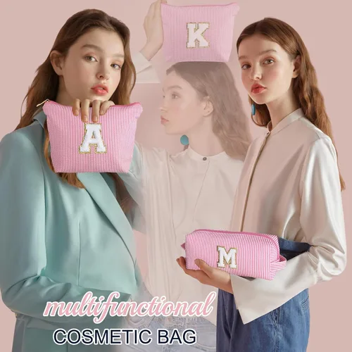 Vista 18 de YOOLIFE Regalos del Día de la Madre para Mujeres, Bolsa de Maquillaje con Iniciales, Bolsa de Maquillaje para Viaje, Bolsa de Maquillaje Negro