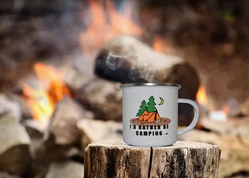 Vista 5 de Rogue River Tactical Taza divertida de campamento – Taza de café esmaltada regalo – I'd Rather Be Camping Gear