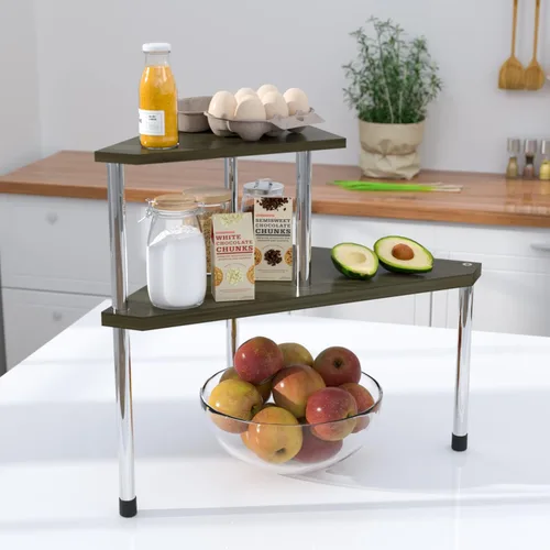 Vista 6 de Weenson Organizador de Mostrador de Baño Estante de Esquina - Organizador de Baño de 2 Niveles Organización de Baño Estante de Bambú para Lavabo