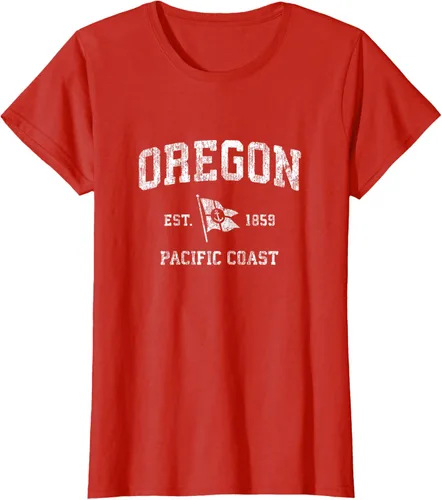 Vista 85 de Oregon Vintage barco ancla bandera diseño de West Coast Retro Tee, hombre S, Arándano