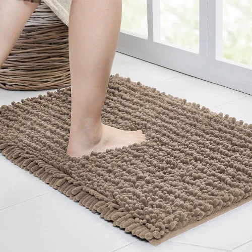 Vista 24 de Walensee Alfombra de baño antideslizante (32x20, azul oscuro) absorbente de agua, súper suave, felpilla peluda, lavable a máquina, se seca