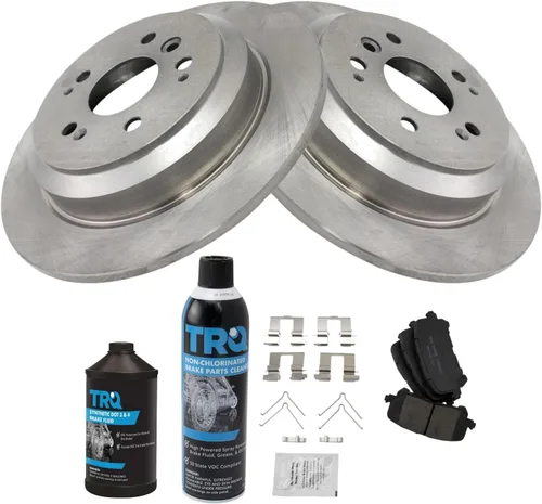 Vista 2 de TRQ Kit de pastillas de freno trasero y rotor, kit químico de freno, pastillas de freno de cerámica compatible con Honda Passport 2019-2022 Pilot