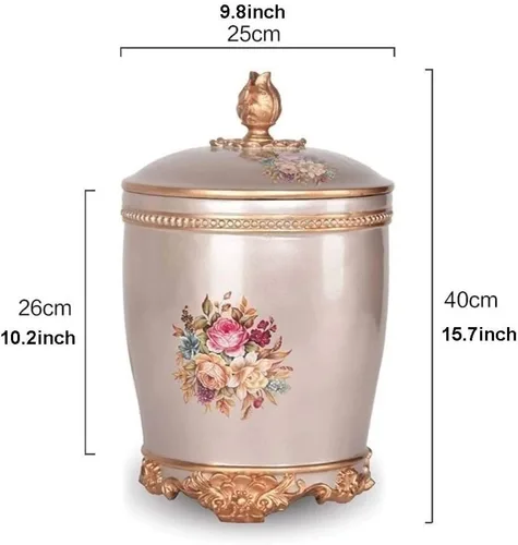 Vista 2 de Garbage Cans Garbage Cans, Trash Can with Lid European Resin Storage Bucket Creative Home Decoration for Home Office Waste Baskets Basket