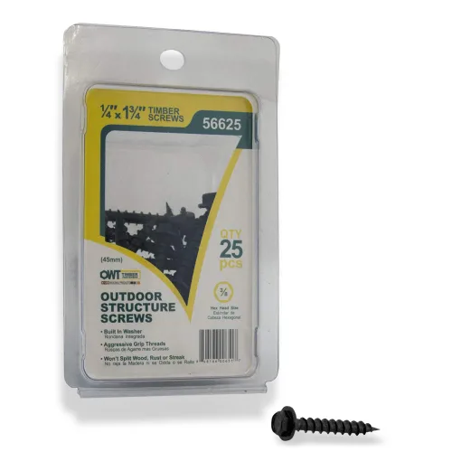 Vista 3 de OZCO 25 tornillos de madera OWT de 1/4 pulgadas x 1-3/4 pulgadas Tornillos estructurales para madera para pérgola, cubierta, valla y estructuras