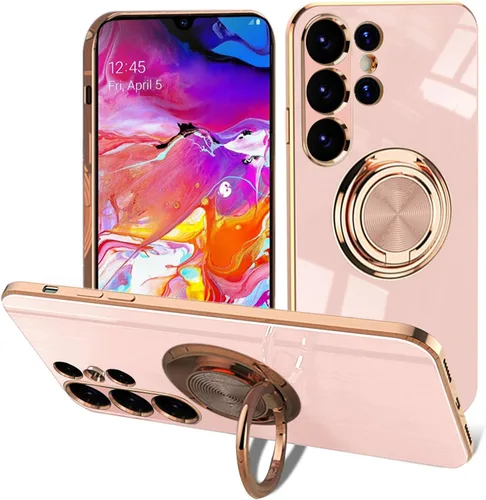 Vista 19 de EYZUTAK Caja magnética galvanizada del sostenedor del anillo para Samsung Galaxy S21 5G, 360 grados con la rotación del anillo del dedo del metal
