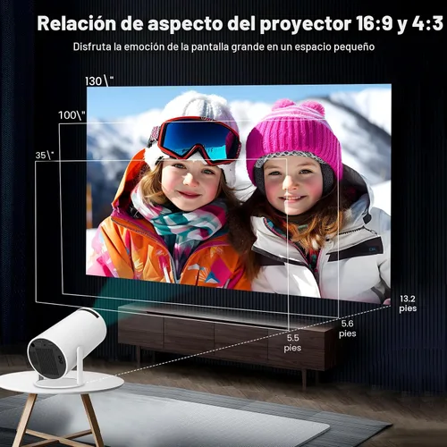 Vista 7 de Mini proyector, proyector portátil HY300 PRO, compatible con 4K 1080P con doble banda WIFI6 5G inalámbrico 5.2 Bluetooth Android 13, rotación