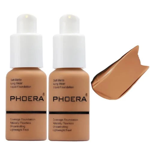 Vista 23 de Phoera - Base de maquillaje líquida mate suave sin imperfecciones, corrector de larga duración, resistente al agua, de cobertura total